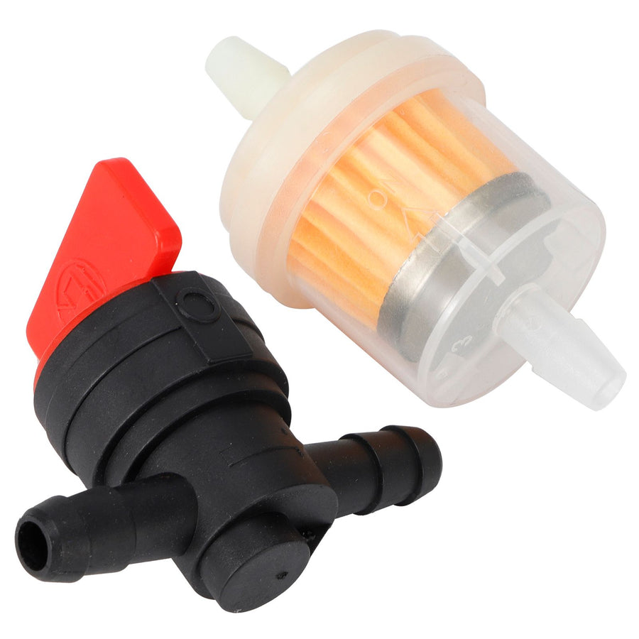 G1/4 Gas Tank Shut Cut Off Valve Filter Clamp Kit for Garden Brush Cutter Lawn Mower Carburetor