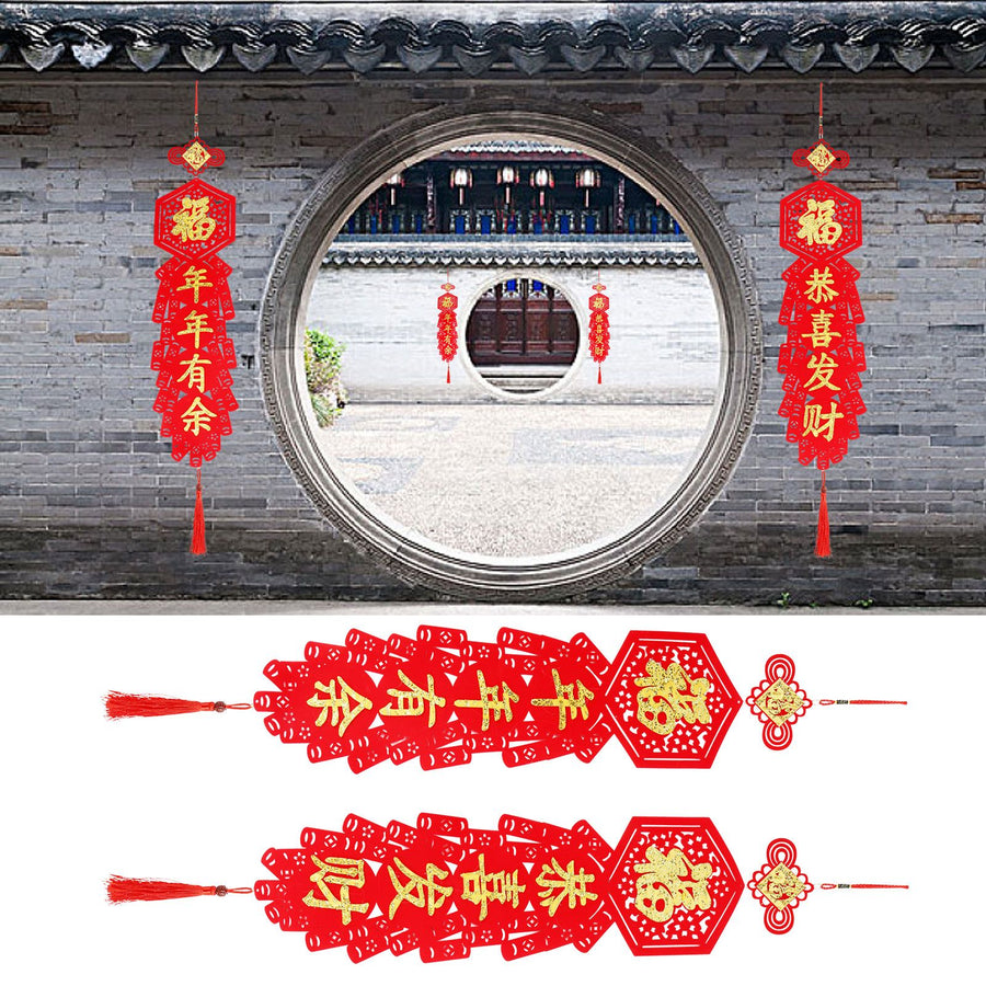 Chinese New Year Decorations Flocking Couplet DIY Christmas Decorations for Home Courtyard Porch