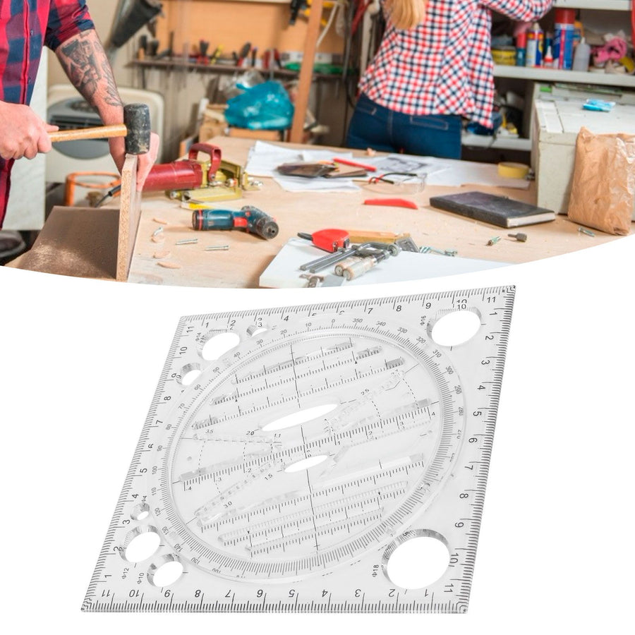 Multi Function Drawing Ruler Acrylic Art Design Woodworking Template Ruler Carpenter Tool