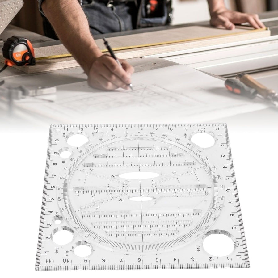 Multi Function Drawing Ruler Acrylic Art Design Woodworking Template Ruler Carpenter Tool
