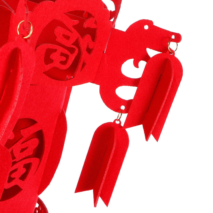 Chinese Lantern DIY Felt Red Fu Puzzle Lantern New Year Pendant Home Garden Decorations