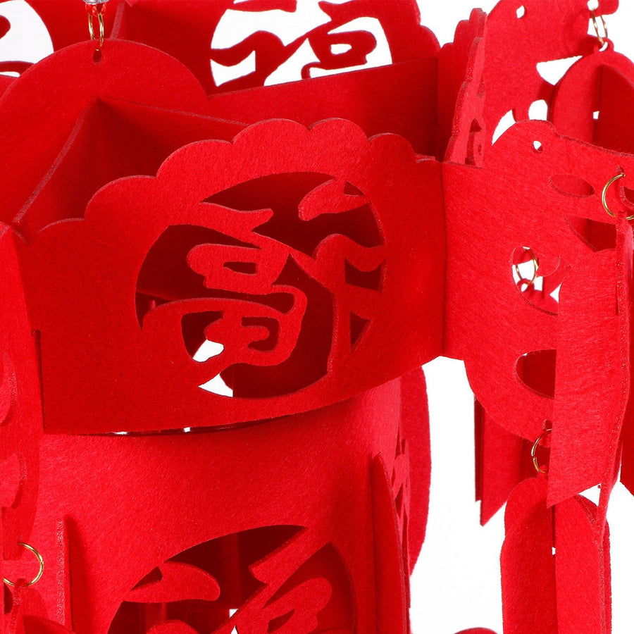 Chinese Lantern DIY Felt Red Fu Puzzle Lantern New Year Pendant Home Garden Decorations