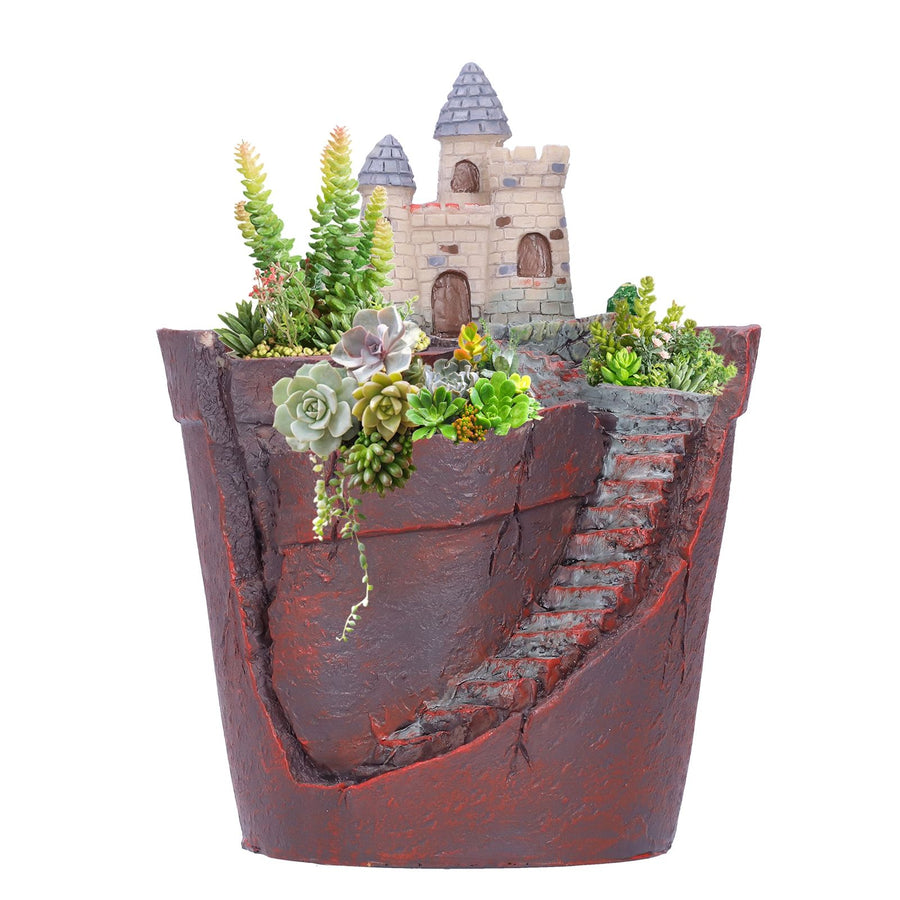 Succulent Plants Flowerpot Resin Mini House Flower Planter Container Home Decor