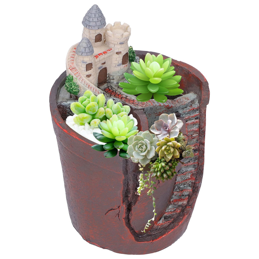 Succulent Plants Flowerpot Resin Mini House Flower Planter Container Home Decor