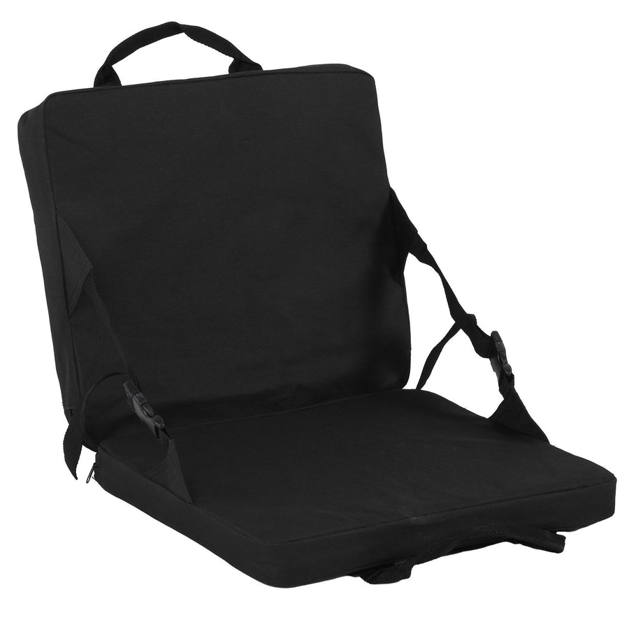 Folding Cushion Outdoor Portable Adjustable Camping Cushion Chair with Backrest Black