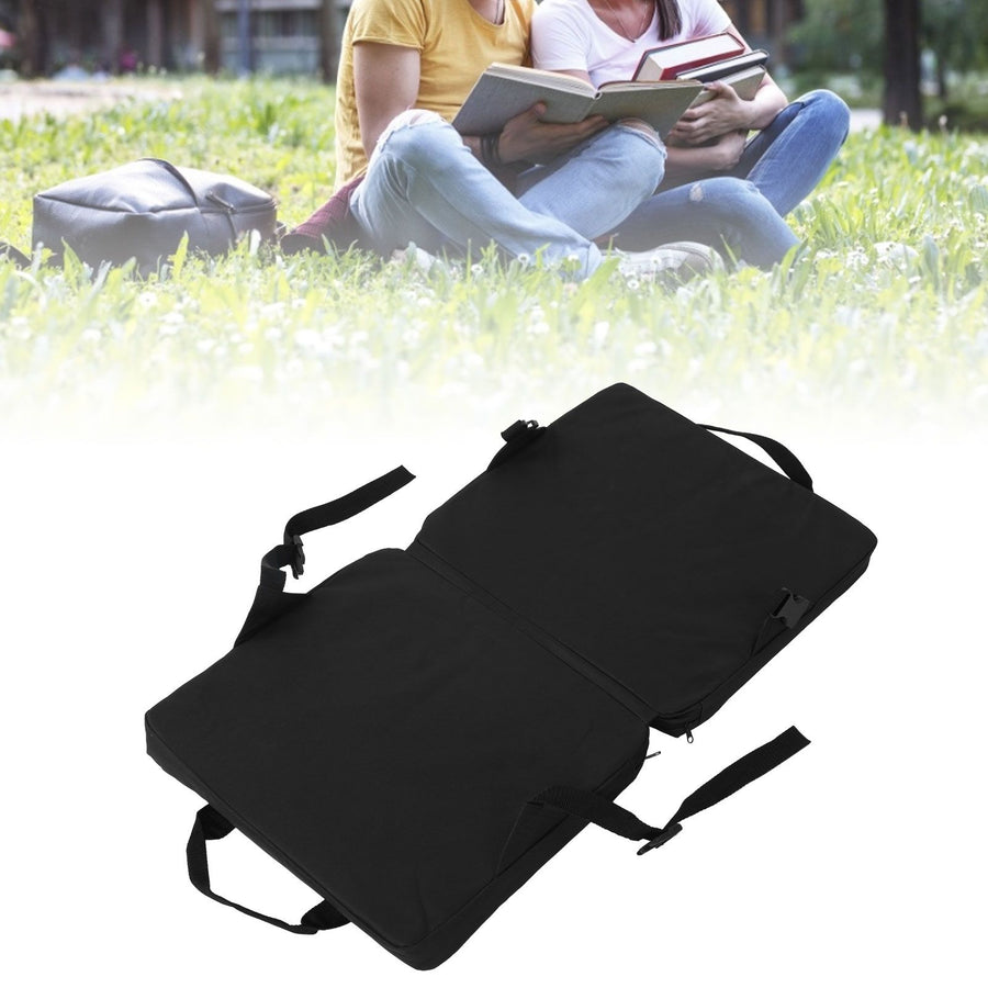 Folding Cushion Outdoor Portable Adjustable Camping Cushion Chair with Backrest Black