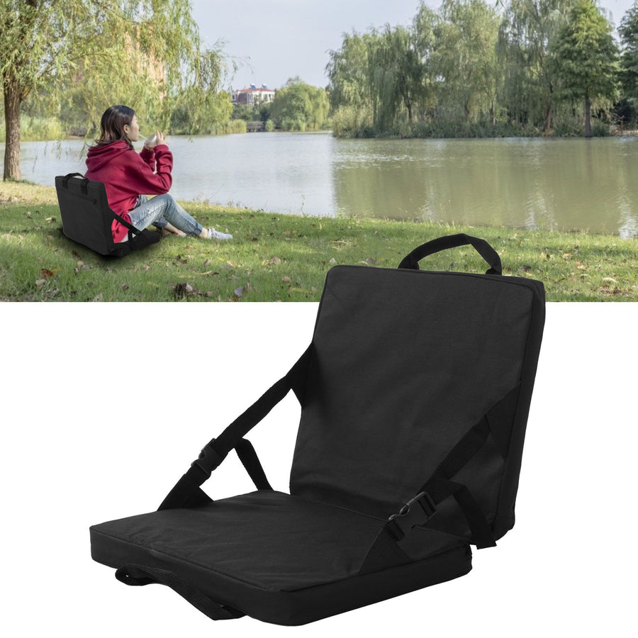 Folding Cushion Outdoor Portable Adjustable Camping Cushion Chair with Backrest Black