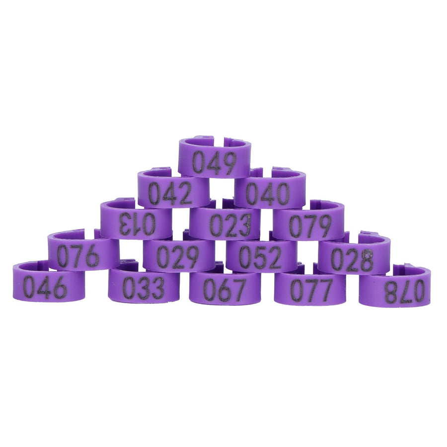 100pcs Birds Foot Rings Number Identification Pigeon Leg Bands Poultry Clip RingPurple