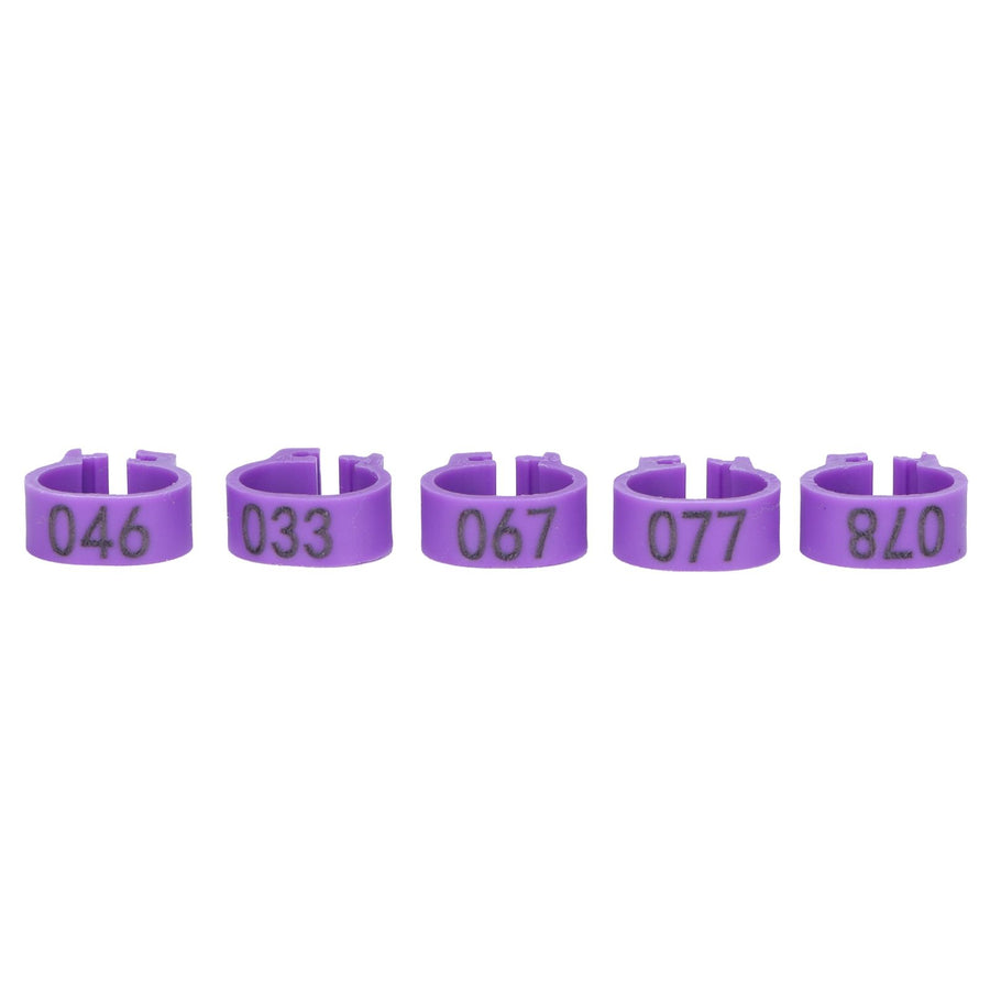 100pcs Birds Foot Rings Number Identification Pigeon Leg Bands Poultry Clip RingPurple