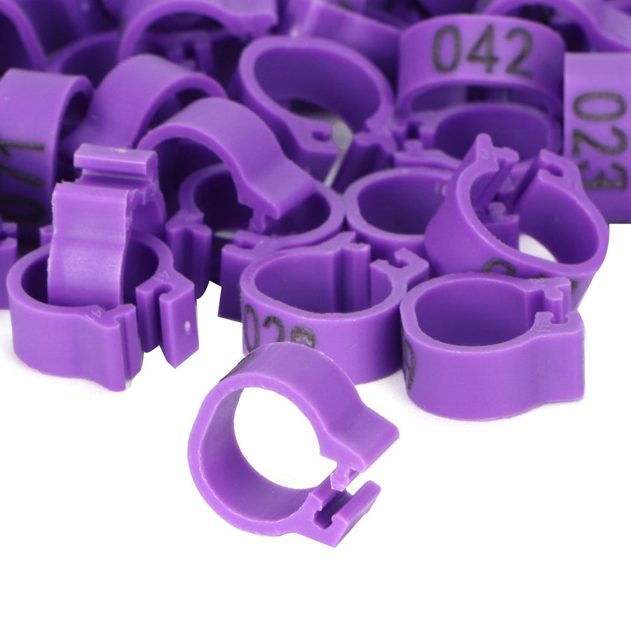 100pcs Birds Foot Rings Number Identification Pigeon Leg Bands Poultry Clip RingPurple