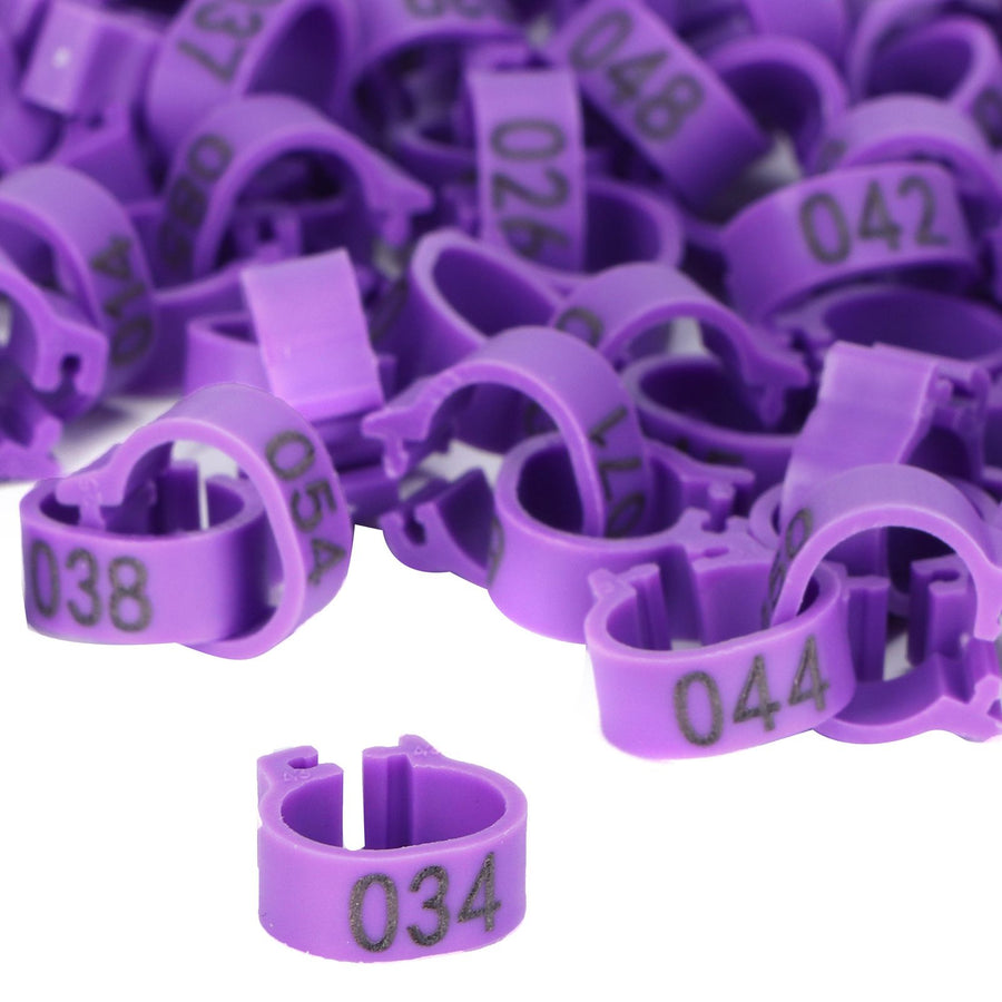 100pcs Birds Foot Rings Number Identification Pigeon Leg Bands Poultry Clip RingPurple