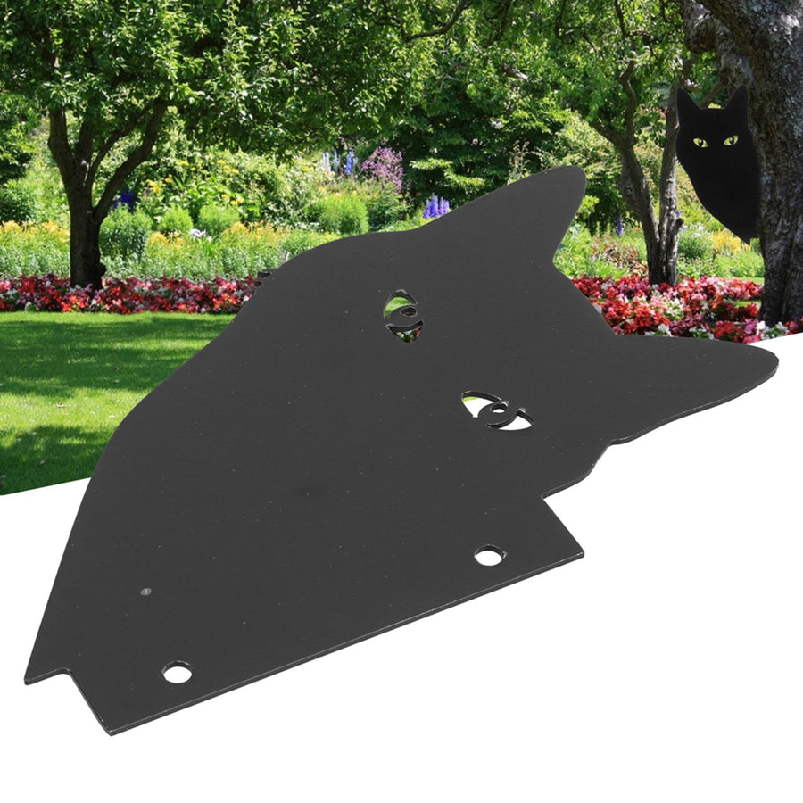 Simulation Acrylic Cat Statue Outdoor Garden Yards Ornaments Pest Deterrent Repeller Black