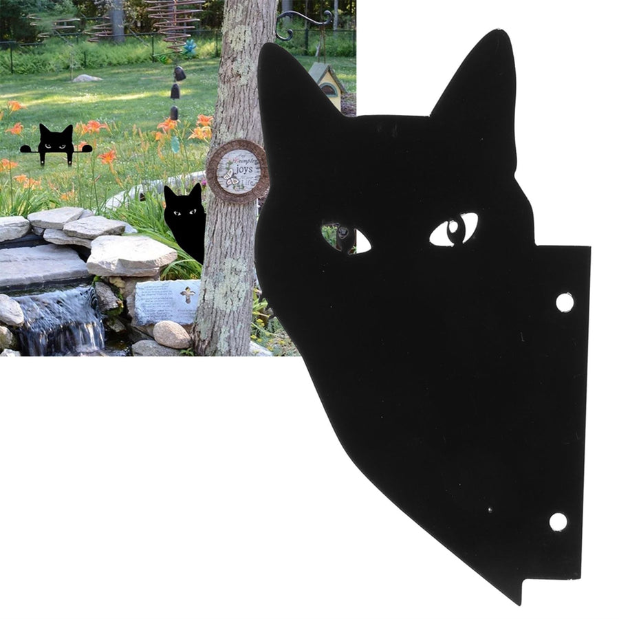 Simulation Acrylic Cat Statue Outdoor Garden Yards Ornaments Pest Deterrent Repeller Black