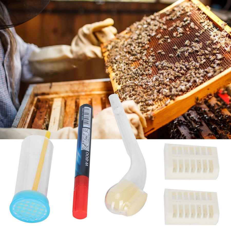 Queen Bee Marking Pen Set with Marker Bottle Catcher Cage Beekeeping Accessories