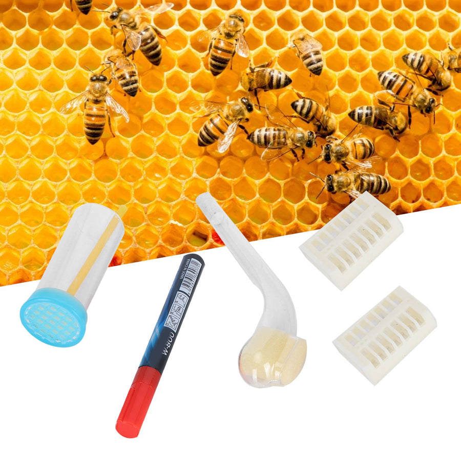Queen Bee Marking Pen Set with Marker Bottle Catcher Cage Beekeeping Accessories