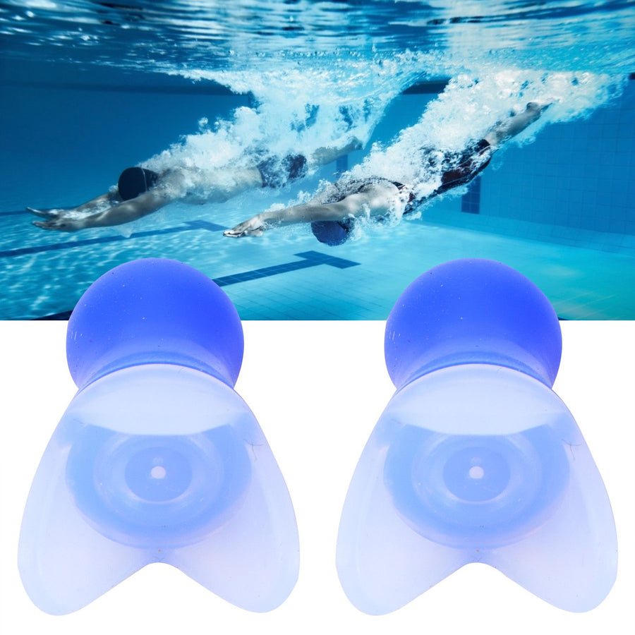 Swimming Waterproof Earplugs Flying Noise Reduction Silicone Ear Plug with Black Sealing BottleBlue Earplug