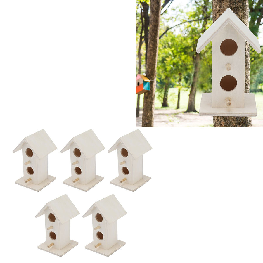 5Pcs Wood Birdhouse Garden Weatherproof Nesting Bird Cage for Bluebird Finch Chickadee