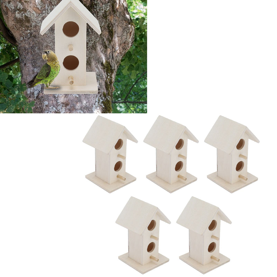 5Pcs Wood Birdhouse Garden Weatherproof Nesting Bird Cage for Bluebird Finch Chickadee