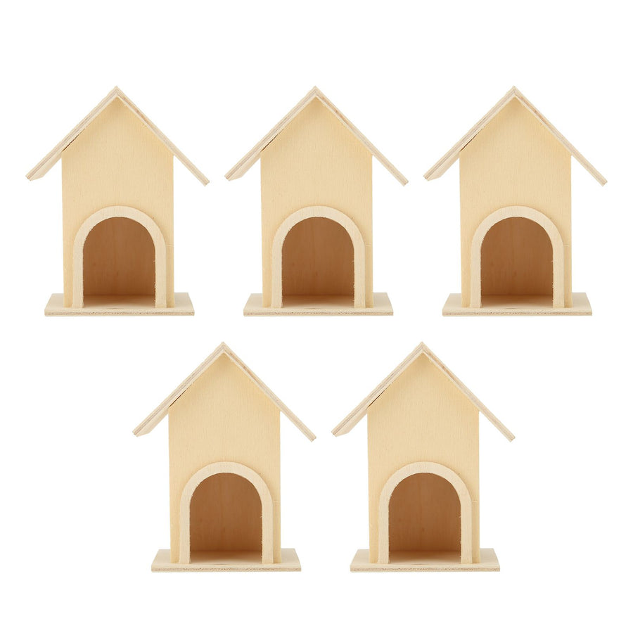 5Pcs Wooden Birdhouse Unique DIY Bird Feeder Cage Craft Ornament Garden Patio Decoration