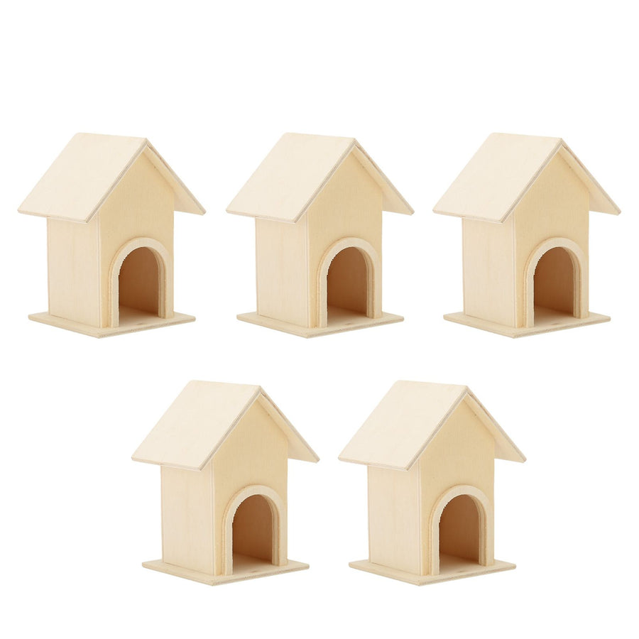 5Pcs Wooden Birdhouse Unique DIY Bird Feeder Cage Craft Ornament Garden Patio Decoration