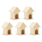 5Pcs Wooden Birdhouse Unique DIY Bird Feeder Cage Craft Ornament Garden Patio Decoration