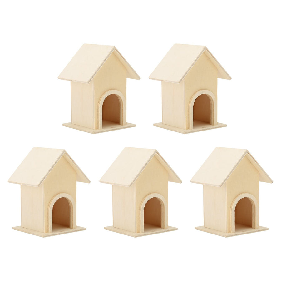 5Pcs Wooden Birdhouse Unique DIY Bird Feeder Cage Craft Ornament Garden Patio Decoration