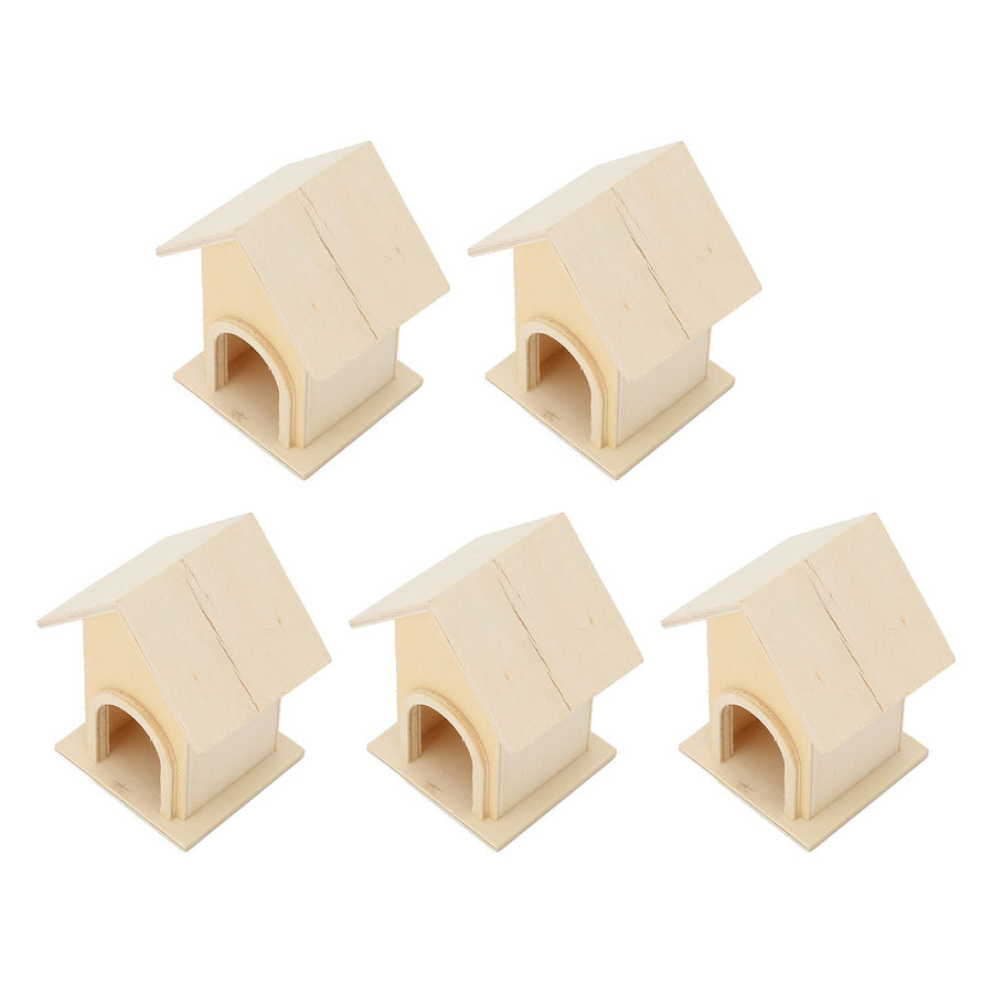5Pcs Wooden Birdhouse Unique DIY Bird Feeder Cage Craft Ornament Garden Patio Decoration