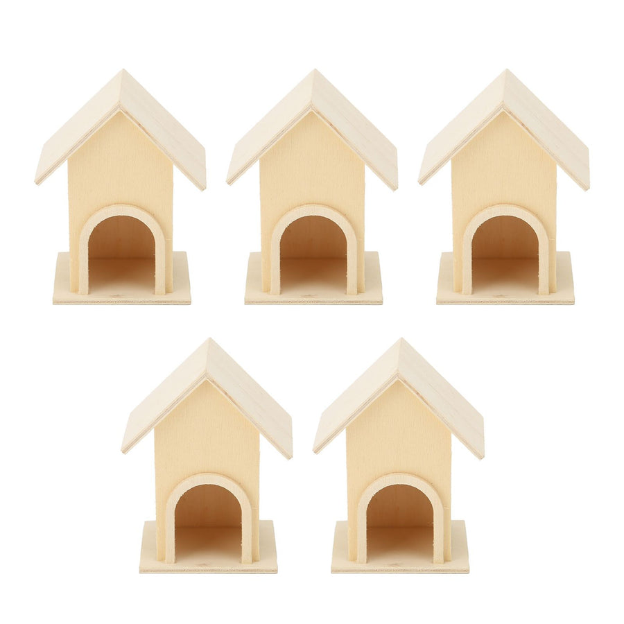 5Pcs Wooden Birdhouse Unique DIY Bird Feeder Cage Craft Ornament Garden Patio Decoration