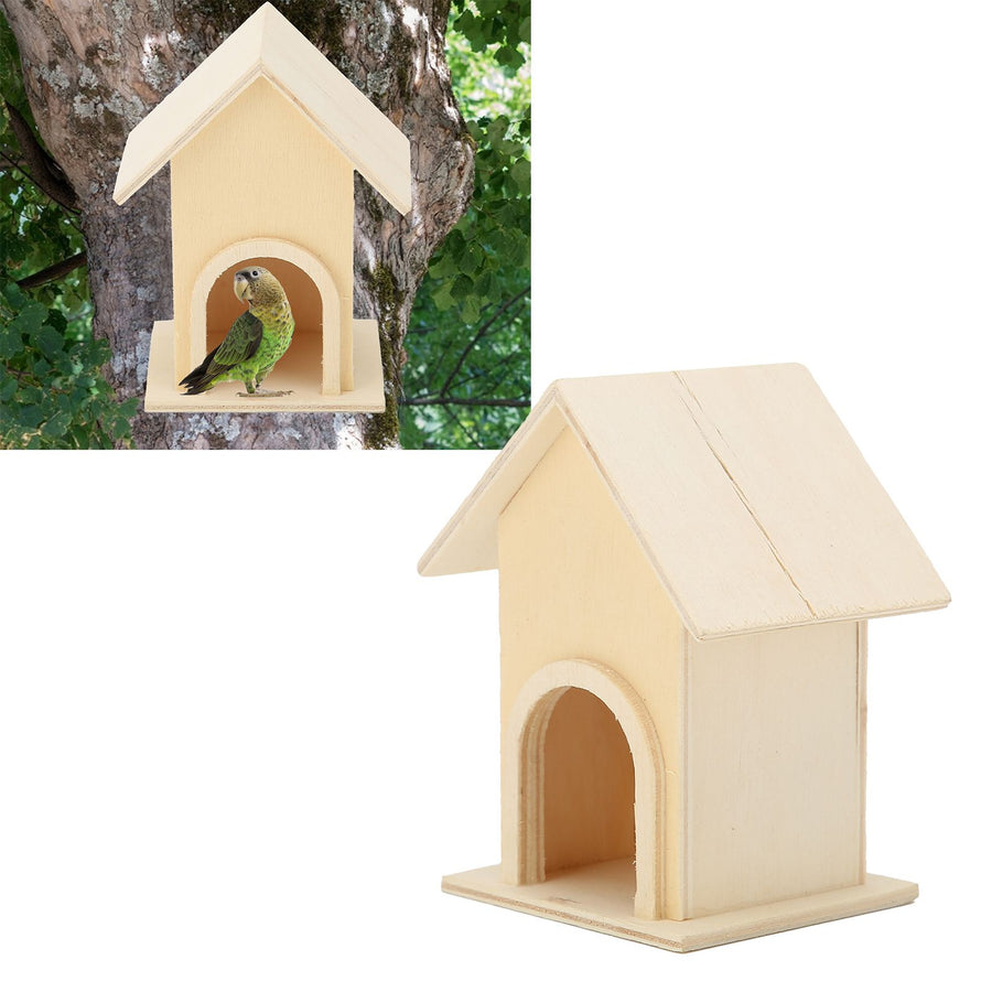 5Pcs Wooden Birdhouse Unique DIY Bird Feeder Cage Craft Ornament Garden Patio Decoration