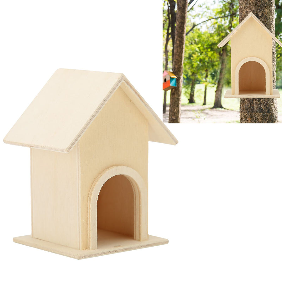 5Pcs Wooden Birdhouse Unique DIY Bird Feeder Cage Craft Ornament Garden Patio Decoration