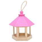 Wooden Bird Feeder Hanging Hexagonal House Shape Pet Bird Feeder Garden Decoration