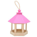 Wooden Bird Feeder Hanging Hexagonal House Shape Pet Bird Feeder Garden Decoration