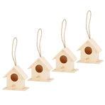 4PCS Wood Bird Nests Hanging Birdhouse Breeding Box Bird Cage for Garden DIY Decor