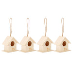 4PCS Wood Bird Nests Hanging Birdhouse Breeding Box Bird Cage for Garden DIY Decor