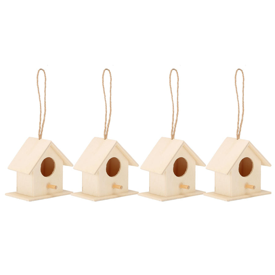 4PCS Wood Bird Nests Hanging Birdhouse Breeding Box Bird Cage for Garden DIY Decor