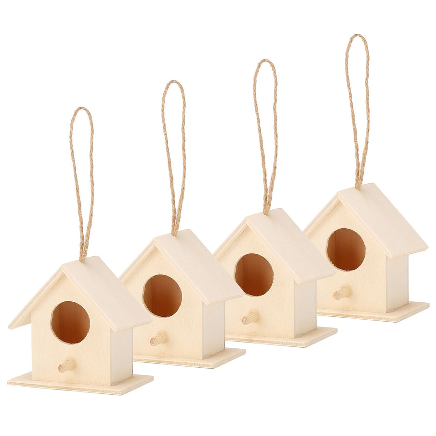 4PCS Wood Bird Nests Hanging Birdhouse Breeding Box Bird Cage for Garden DIY Decor