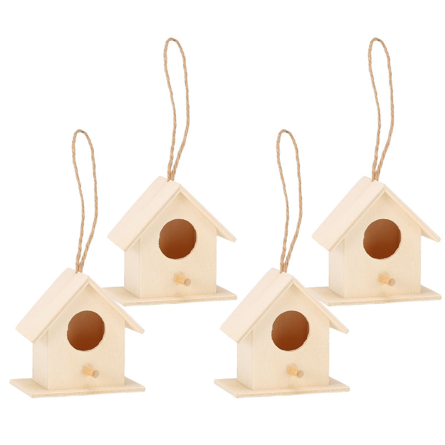 4PCS Wood Bird Nests Hanging Birdhouse Breeding Box Bird Cage for Garden DIY Decor