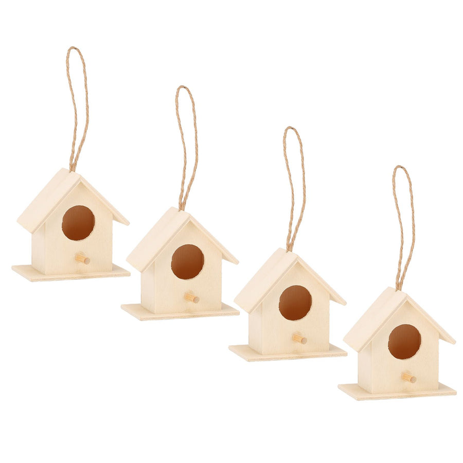 4PCS Wood Bird Nests Hanging Birdhouse Breeding Box Bird Cage for Garden DIY Decor