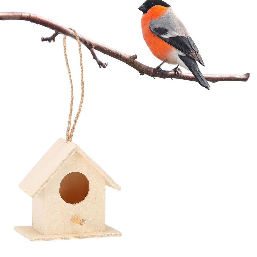 4PCS Wood Bird Nests Hanging Birdhouse Breeding Box Bird Cage for Garden DIY Decor