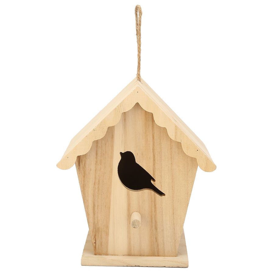 Wood Birdhouse Bird Shaped Entrance Bird Box House DIY Outdoor Nesting Box for Garden Backyard