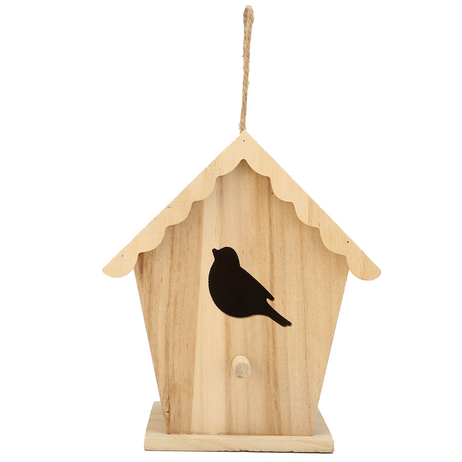 Wood Birdhouse Bird Shaped Entrance Bird Box House DIY Outdoor Nesting Box for Garden Backyard
