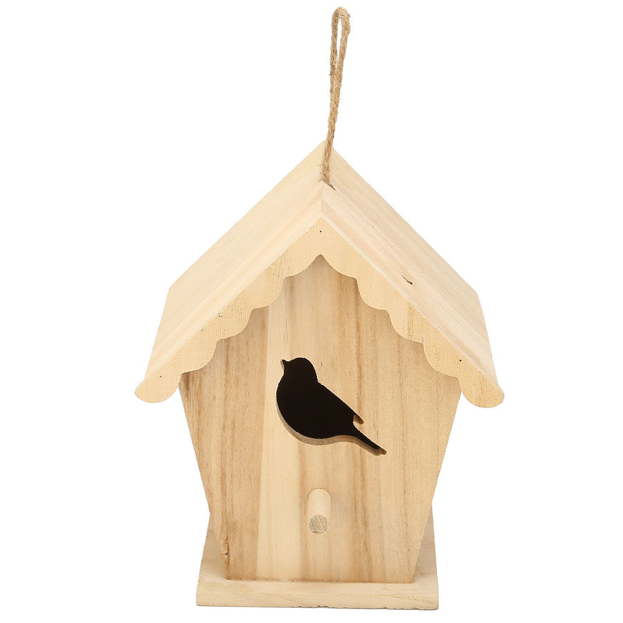 Wood Birdhouse Bird Shaped Entrance Bird Box House DIY Outdoor Nesting Box for Garden Backyard