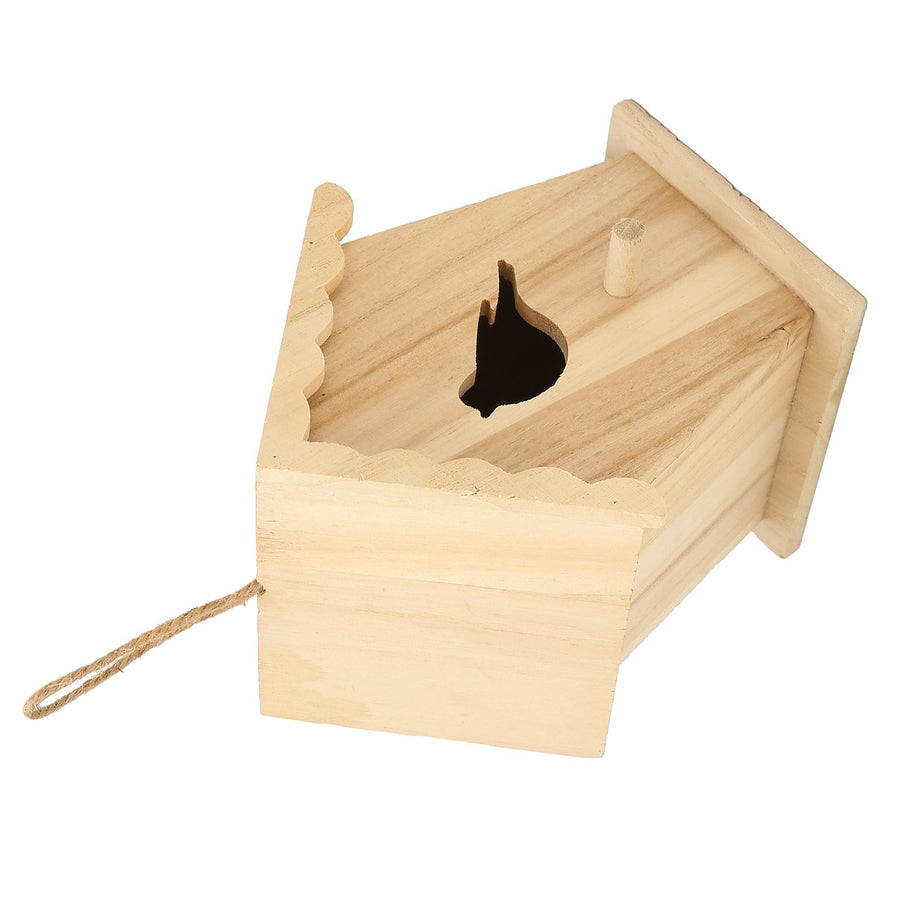 Wood Birdhouse Bird Shaped Entrance Bird Box House DIY Outdoor Nesting Box for Garden Backyard