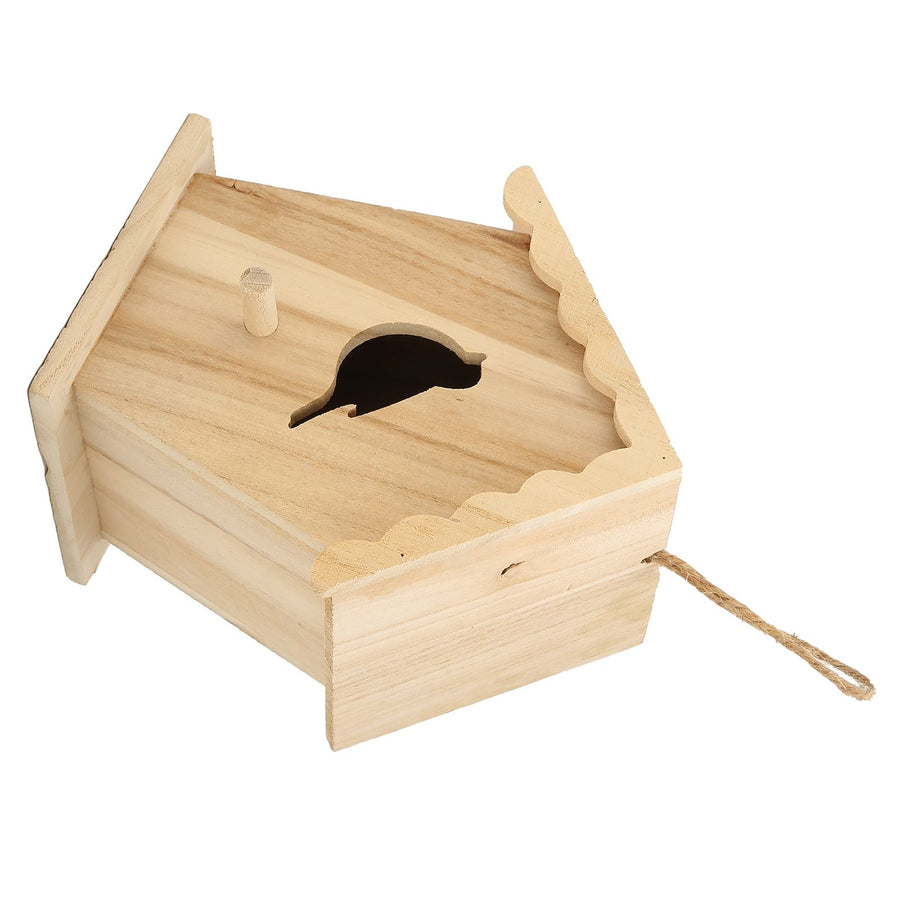 Wood Birdhouse Bird Shaped Entrance Bird Box House DIY Outdoor Nesting Box for Garden Backyard
