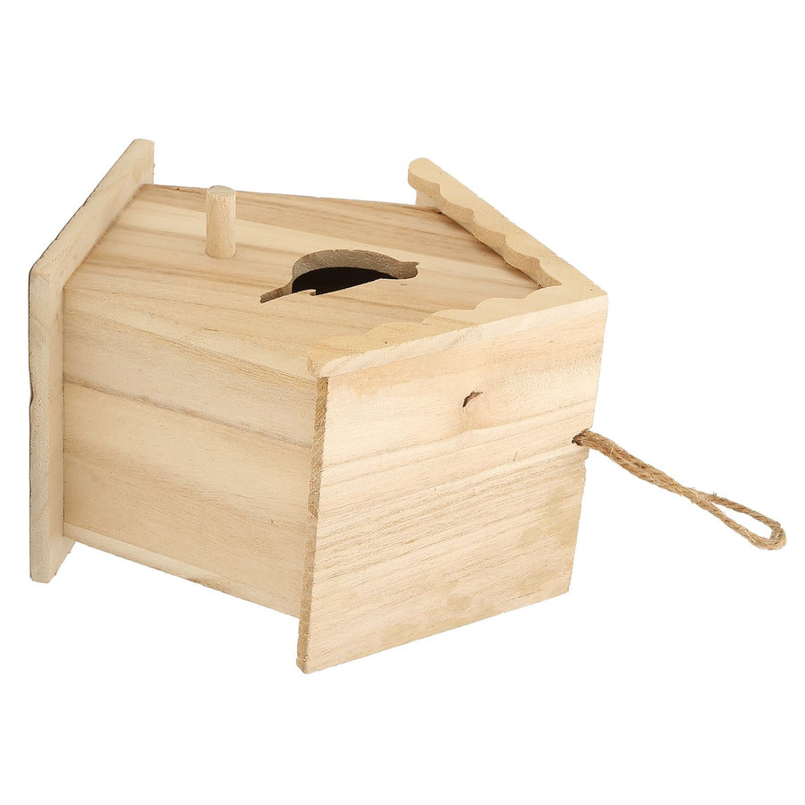 Wood Birdhouse Bird Shaped Entrance Bird Box House DIY Outdoor Nesting Box for Garden Backyard