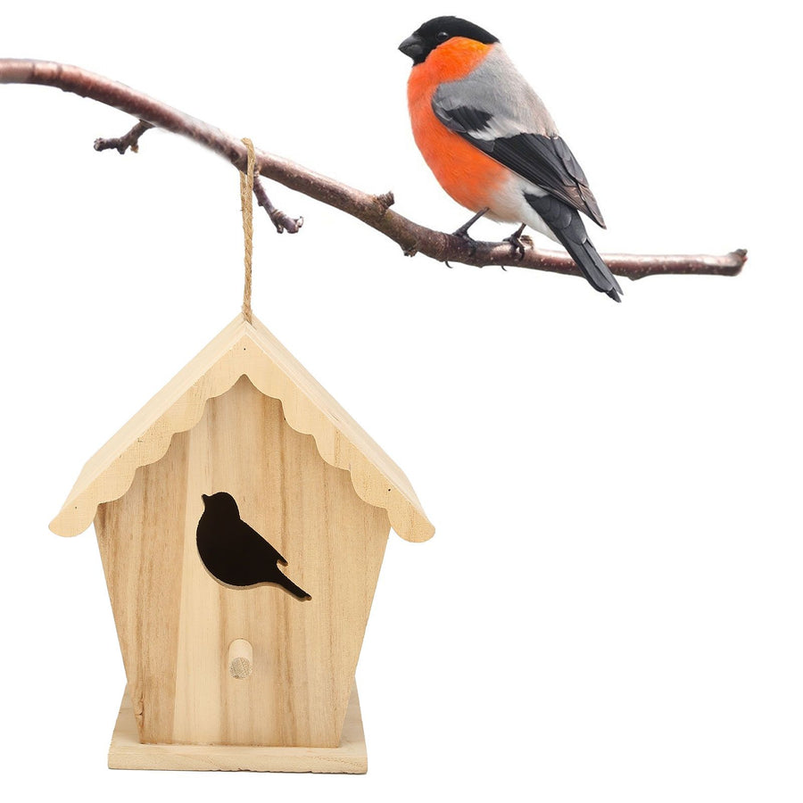 Wood Birdhouse Bird Shaped Entrance Bird Box House DIY Outdoor Nesting Box for Garden Backyard
