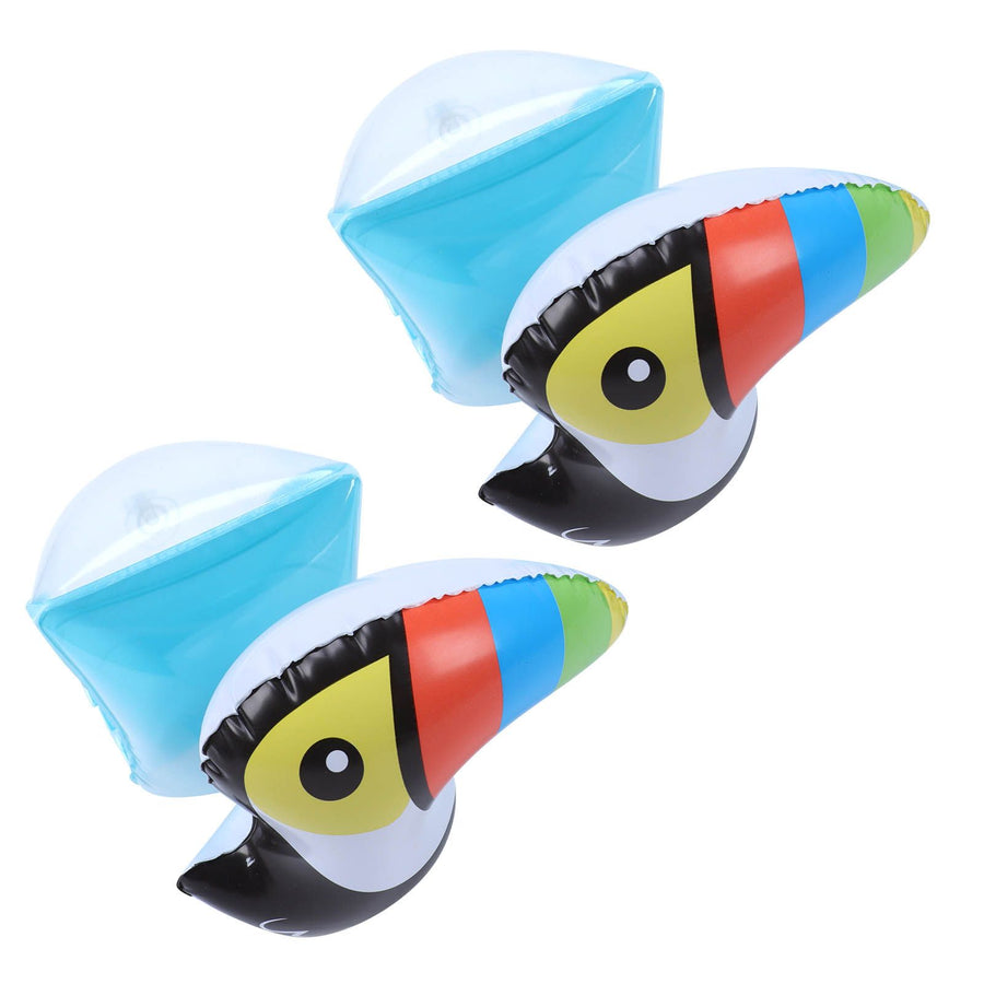 Inflatable Swim Arm Band Cute Toucan Pattern PVC Nontoxic Inflatable Swimming Arm Sling for 3 to 6 Years Old Children Beginner