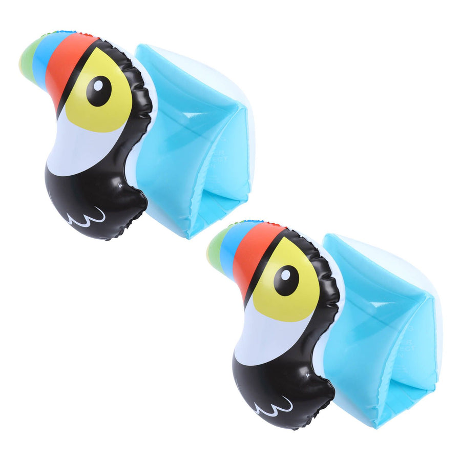 Inflatable Swim Arm Band Cute Toucan Pattern PVC Nontoxic Inflatable Swimming Arm Sling for 3 to 6 Years Old Children Beginner