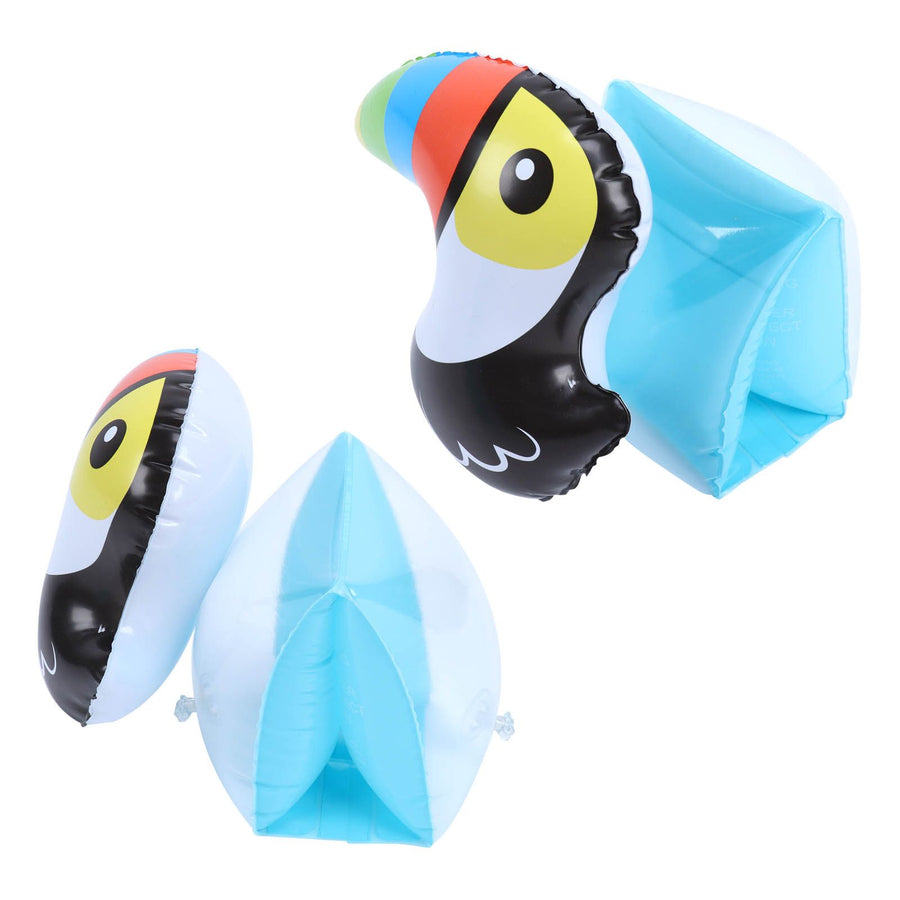 Inflatable Swim Arm Band Cute Toucan Pattern PVC Nontoxic Inflatable Swimming Arm Sling for 3 to 6 Years Old Children Beginner