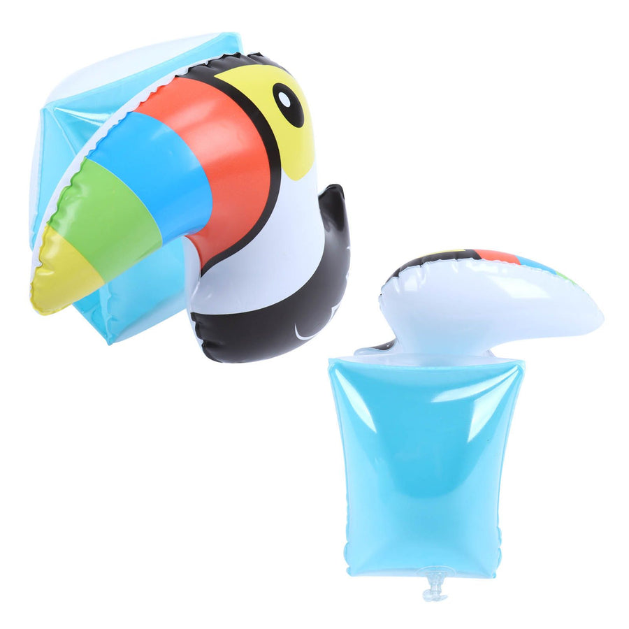 Inflatable Swim Arm Band Cute Toucan Pattern PVC Nontoxic Inflatable Swimming Arm Sling for 3 to 6 Years Old Children Beginner